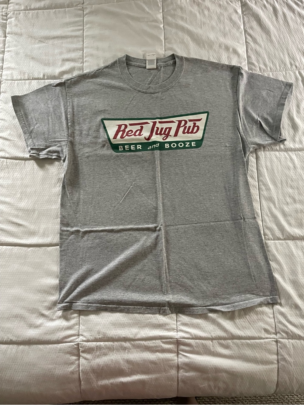 Red Jug Pub Gray Krispy Kreme Inspired Tee Shirt